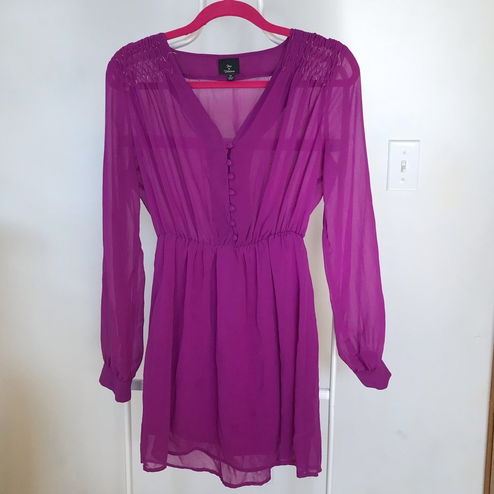 Fuchsia dress.